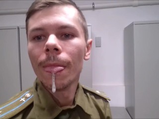 Russian Soldier Spits