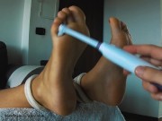 Preview 4 of WIFE LOVES TO BE TICKLED! Horny tied MILF begs to be tickled on her foot !