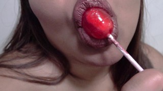 ASMR Messy Mouth Lipstick And Lollipops Sucking