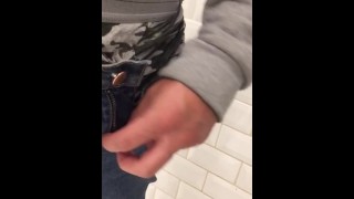 Teen In Public Restroom Pulls Out Uncut Dick Revealing Foreskin In Admiration