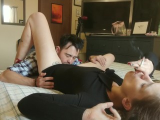 Anal Attempt #2 - w/ licking, deepthroating, kissing, close-ups,& smoking!