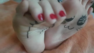 A Cute Japanese Girl Has Fun With Her Painted Pale Feet