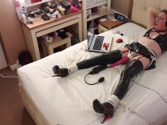 Solo Self Rope Bondage and Doxy Magic Wand Orgasm