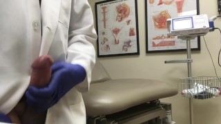 Doctor Relieving Stress In Hospital Exam Room