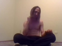 Topless Transgirl Brushing Her Own Hair