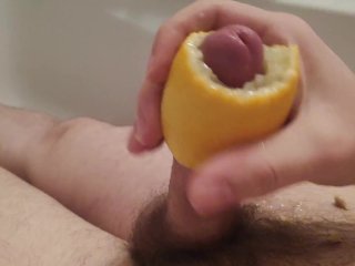 big cock, sex with fruit, lemon sex, food sex