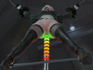 2B fucked in the ass by fucking machine