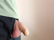 Preview 1 of Big Cock Got Horny In Pants - Intense Orgasm and Moaning -Edging Fail-60fps