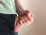 Preview 2 of Big Cock Got Horny In Pants - Intense Orgasm and Moaning -Edging Fail-60fps