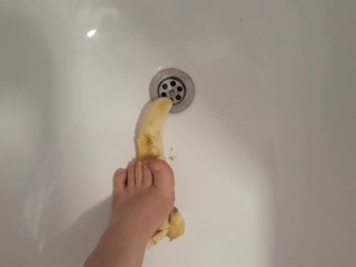 foot fetish, small foot, crushing fruit, stomping