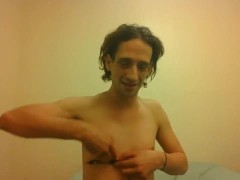 Topless Transgirl Trying to Hold a Pen w/Her Tiny Boobs - Screenshot 8 of 16 - Pansexual