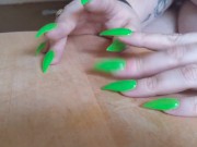 Preview 2 of Long Green Nails Tapping