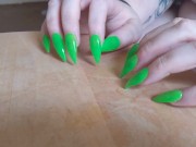 Preview 4 of Long Green Nails Tapping