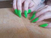 Preview 5 of Long Green Nails Tapping