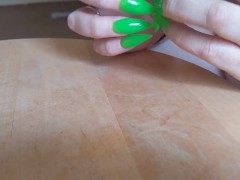 Long Green Nails Tapping