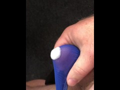 Cum through VS mesh g-string (with pre-cum and cum stained chair)