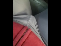 Driving with vibrator in leggings. Getting off. 