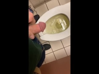Pissing then jerking off & cumming in a busy public washroom...