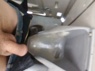 POV Transgirl in PortaPotty too Nervous to Piss outside on Cam for 1st Time