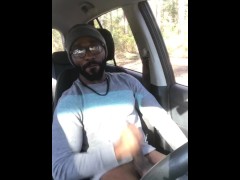 Horny Black Dude Stroke BBC & Cums in Public Trail