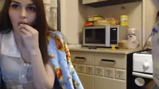Stepdaughter Sucks Cock In The Kitchen Smock Of The Nurse