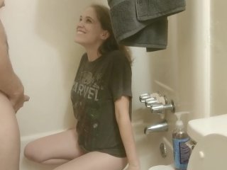 Wearing a T-Shirt While Tip Takes a Piss on Me