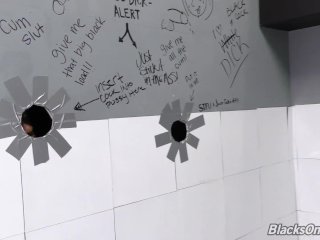 Whiteboi takes a huge black cock at a gloryhole