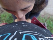 Preview 6 of Outdoor blowjob from Asian girlfriend with cum in mouth POV