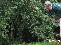 Public Pissing For Desperate Blonde