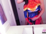 Preview 4 of trans captain marvel gets fucked in the bathroom