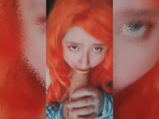 Redhead Sucking Dildo Blowjob