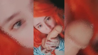 Sucking Dildo Blowjob With A Redhead