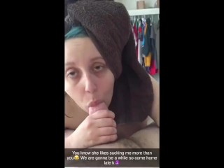 Cheating Hotwife Envía Cornudo Snapchat Gran Polla Mamada a Cuck Looped BWC