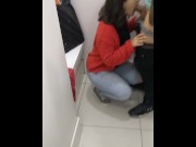 Preview 2 of Risky blowjob in a Mall dressing room... OMG!!