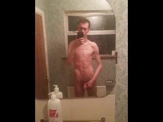 Very skinny lanky loves to stroke his big cock
