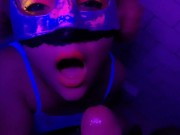 Preview 2 of Huge piss into mouth of teen at neon party / 3 min peeing + cumshot