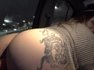 PUBLIC CAR SQUIRT DILDO RIDE ON DASHBOARD W LUVKIS 9.1 VIBRATING DILDO