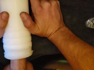 Double Ended Male Toy Fuck Test + Cumshot