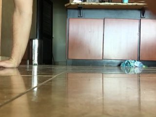 Chastity Slave Workout, Frustrated Locked Boy Tries to Burn Off Horniness