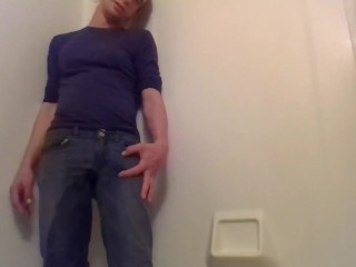 Cute Transgirl Pissing Jeans Intentionally for first Time; Fully Clothed
