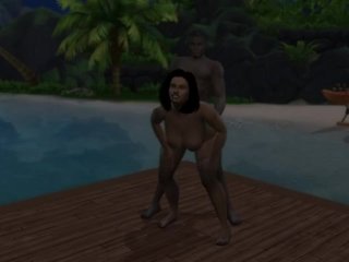 sims 4, wicked whims sims 4, cumshot, ebony