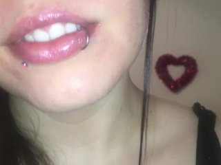 bj lips, tongue fetish, brunette, long tongue