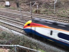 Public Masturbation by train tracks with cumshot and pissing