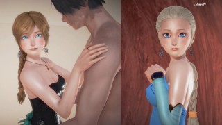 (3D Porn) (Frozen) Sex mit Mädchen, die als Anna an Elza verkleidet sind