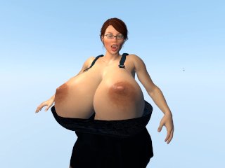 huge tits, 3d breast expansion, massive tits, fetish, cartoon