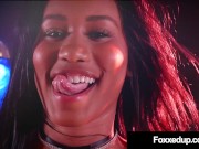 Preview 1 of Young Black Jenna Foxx Face Fucks A Cock & Eats That Cum!