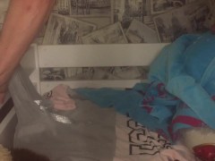 Humping cock & cumming on cute light blue velour suit