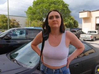 Roadside - Natural Busty Teen Fucks her Car Mechanic