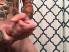 Hot tattooed guy shaves himself and masturbates. 