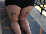 Preview 2 of Beauty does fitness and first footjob in the life for fan #3 on the balcony